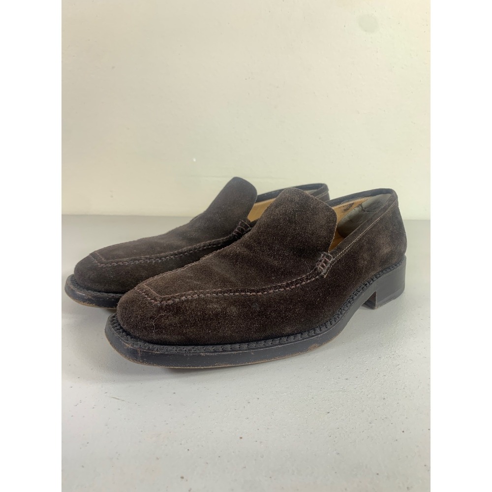 Lidfort for Barneys Penny Loafers Men's 7 Brown Suede Dress Shoes Made In‎ Italy